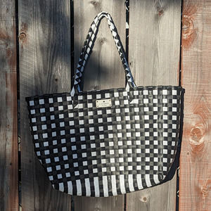 Kate Spade Woven Tote Bag, Black and White